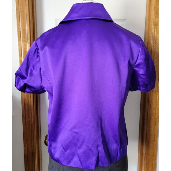 INC Women’s Purple Short-Sleeve Double-Breasted Jacket, Size L - Picture 2 of 6